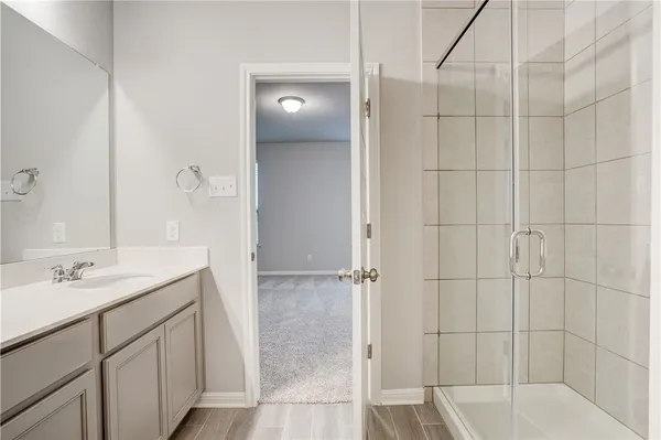 an empty room with closet area