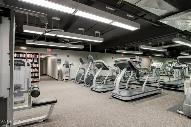 a view of a room with gym equipment