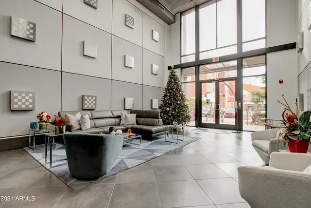 a living room filled with furniture