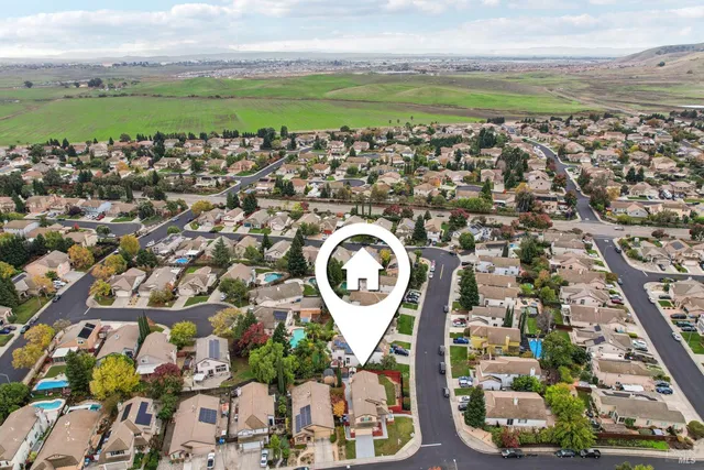 an aerial view of a house