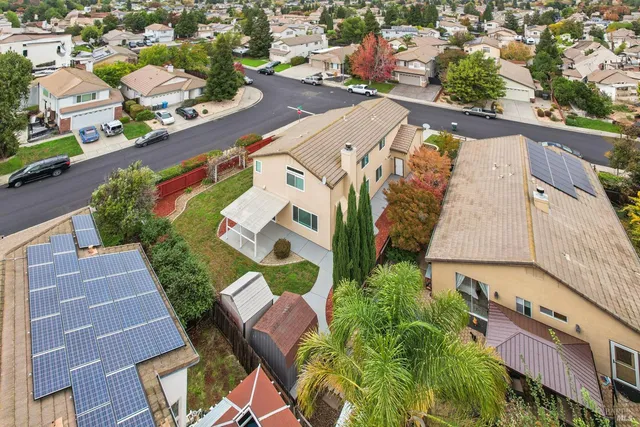 an aerial view of a house