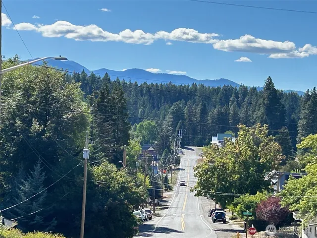 a view of a lake in middle of the forest