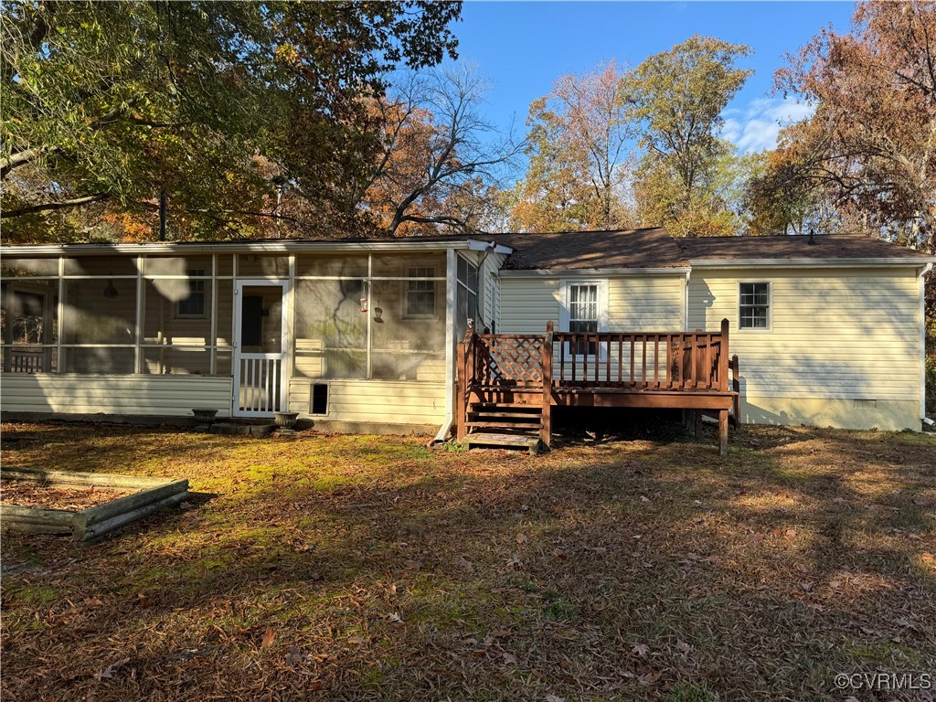 14807 Spruce Avenue Chester, VA 23836 - Photo 16 of 20 Back of property featuring a sunroom and a wooden