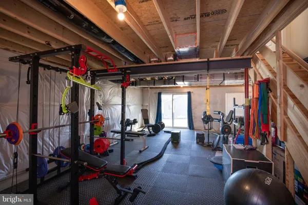 a view of a storage room with racks