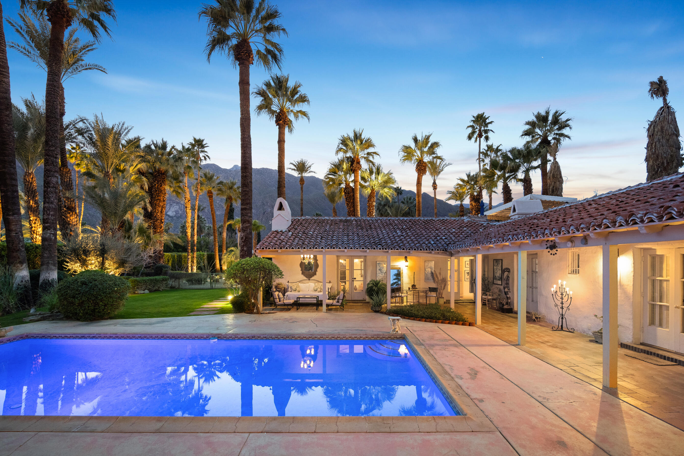1050 North Cahuilla Road Palm Springs, CA 92262 - Photo 2 of 32 a view of yard with swimming pool and outdoor seating