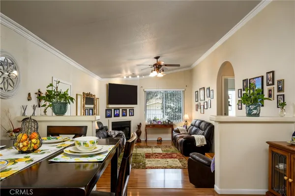 a view of workspace with window and ceiling fan