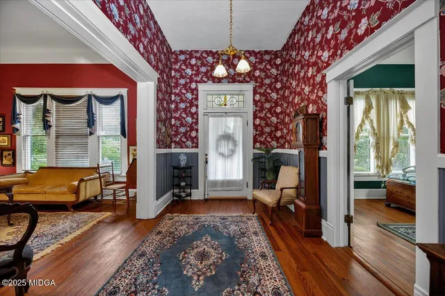 a living room with furniture