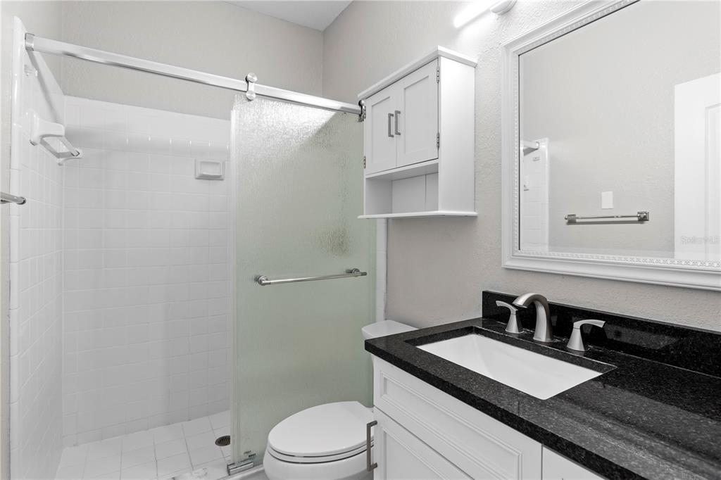 943 Normandy Trace Road Tampa, FL 33602 - Photo 21 of 51 a bathroom with a granite countertop sink toilet a mirror and shower