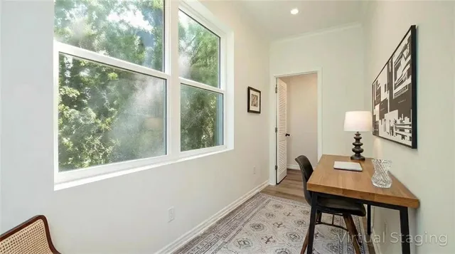 a view of a workspace with a window