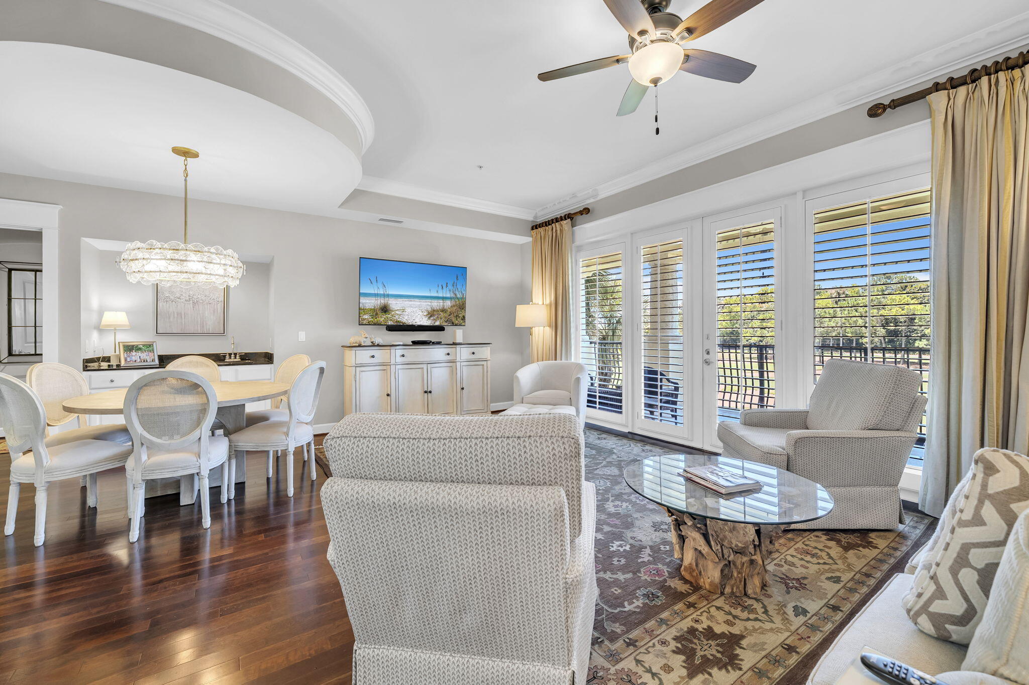5360 Pine Ridge Lane, Unit 5360 Miramar Beach, FL 32550 - Photo 14 of 44 a living room with fireplace furniture and a large window