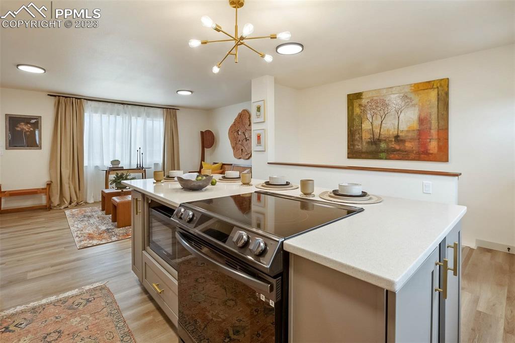 2415 Monterey Road Colorado Springs, CO 80910 - Photo 15 of 36 a kitchen with a sink appliances and a table