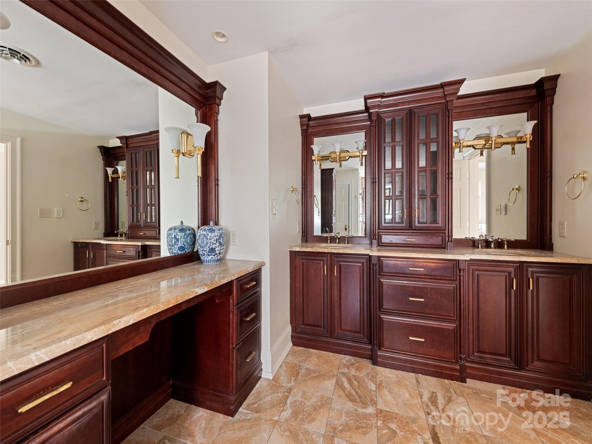 21 Riverbend Street Canton, NC 28716 - Photo 38 of 47 a bathroom with a granite countertop sink and a large mirror