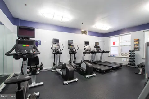 a view of a room with gym equipment