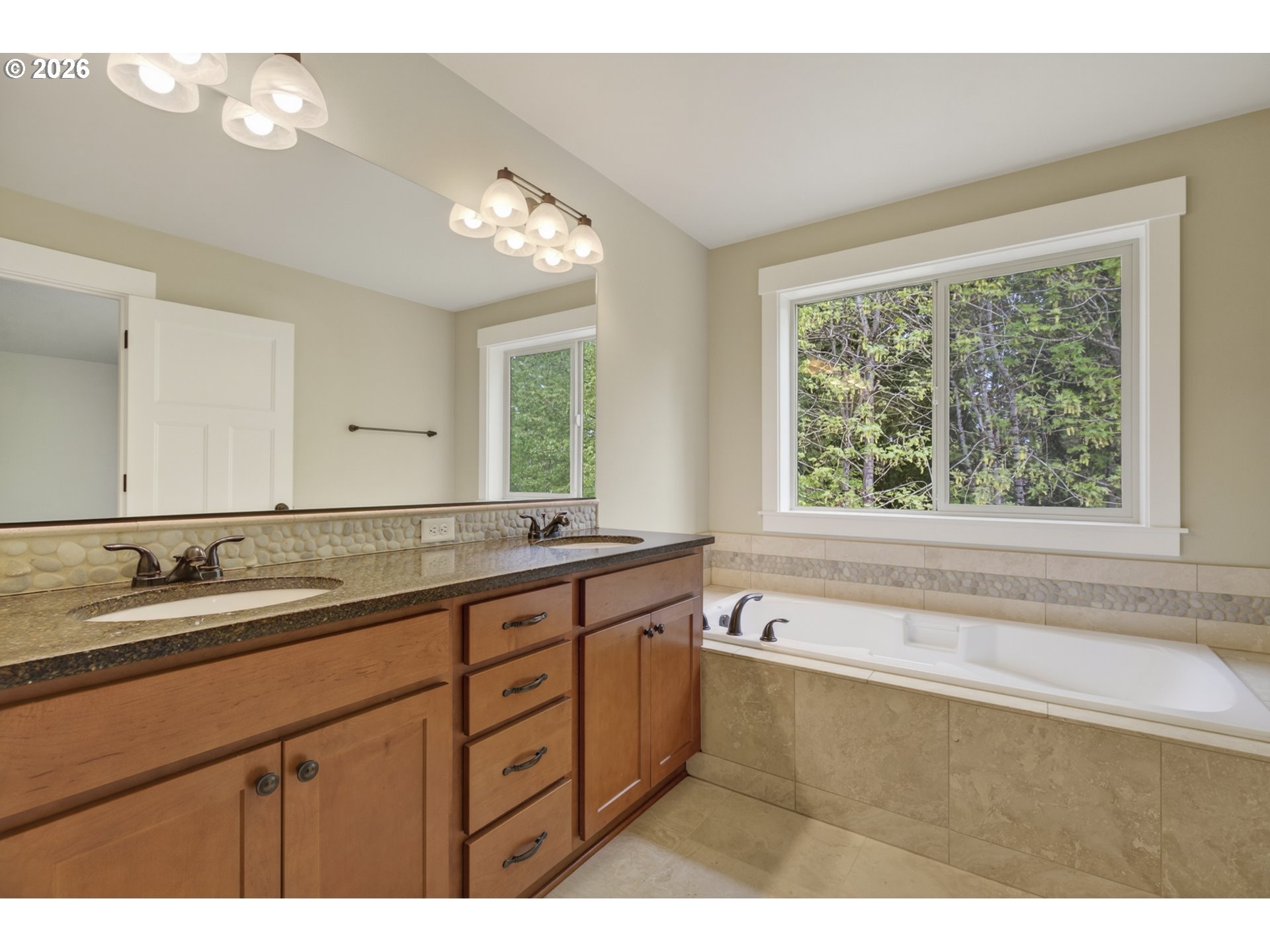 37437 Southeast Olson Street Sandy, OR 97055 - Photo 28 of 48 a bathroom with a sink and a large mirror
