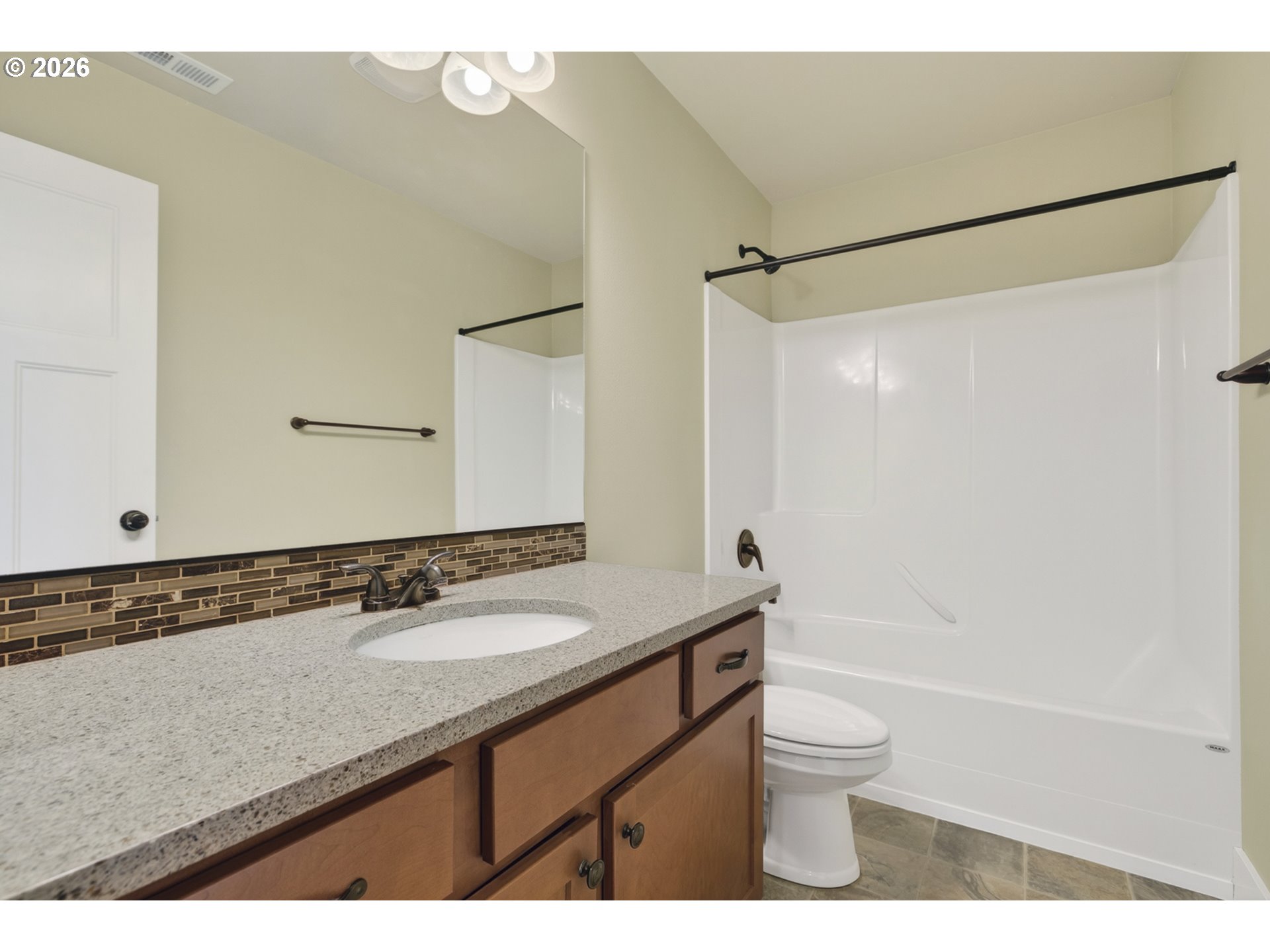 37437 Southeast Olson Street Sandy, OR 97055 - Photo 33 of 48 a bathroom with a granite countertop sink toilet and shower