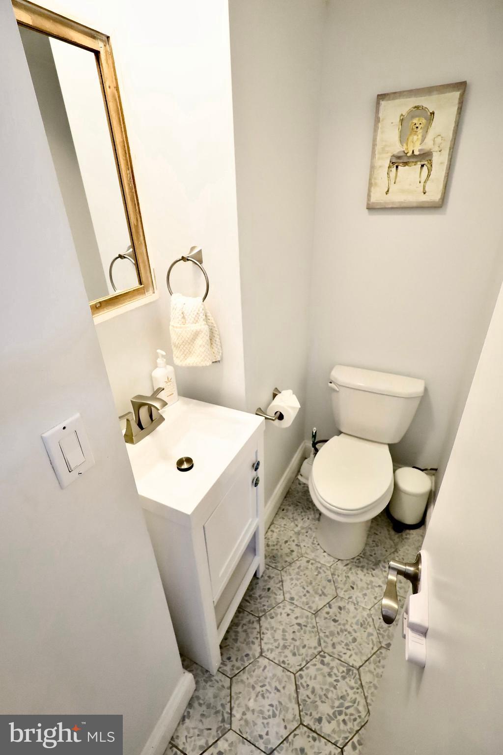 701 Lombard Street Philadelphia, PA 19147 - Photo 54 of 59 a bathroom with a toilet sink and mirror