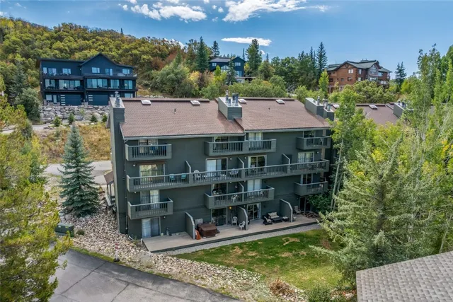 a aerial view of a house with a garden and plants