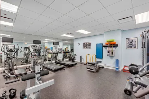 a view of a room with gym equipment