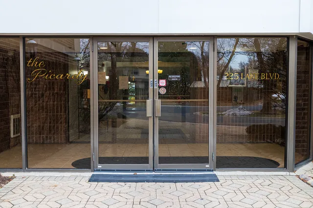 a glass door and a glass door