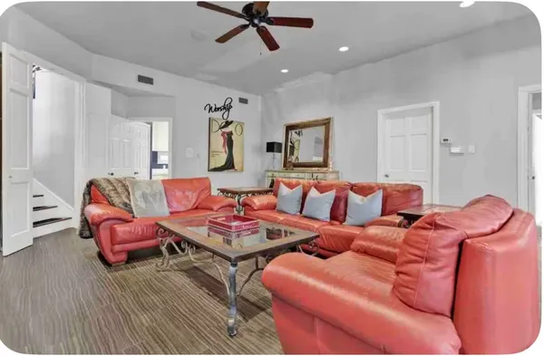 a living room with furniture
