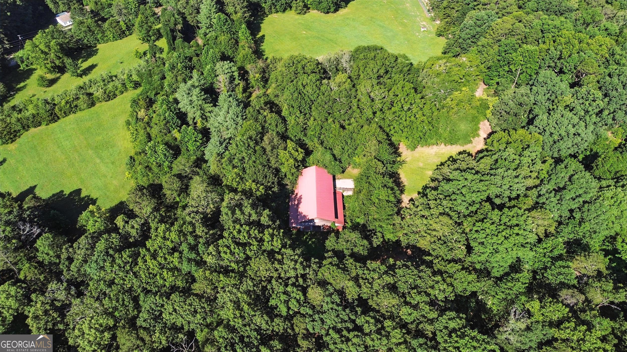 1592 Black Mountain Road Toccoa, GA 30577 - Photo 24 of 30 a backyard of a house with a yard and fountain