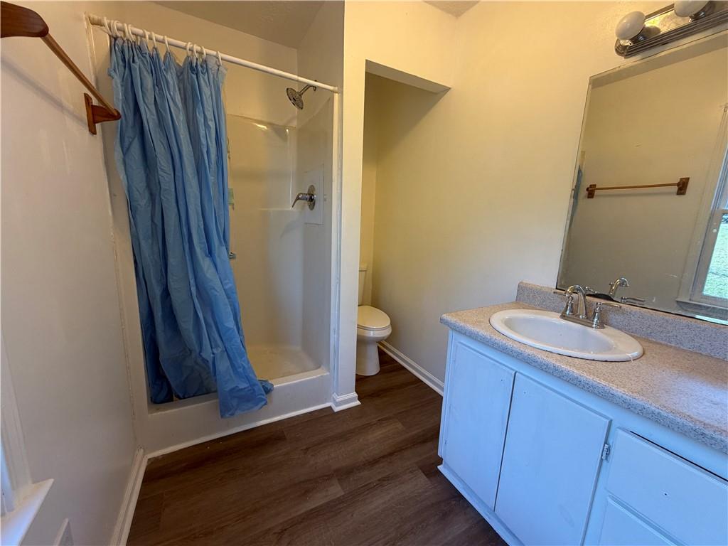 86 Robert Jones Road Dawsonville, GA 30534 - Photo 8 of 19 a bathroom with a sink a mirror and a shower