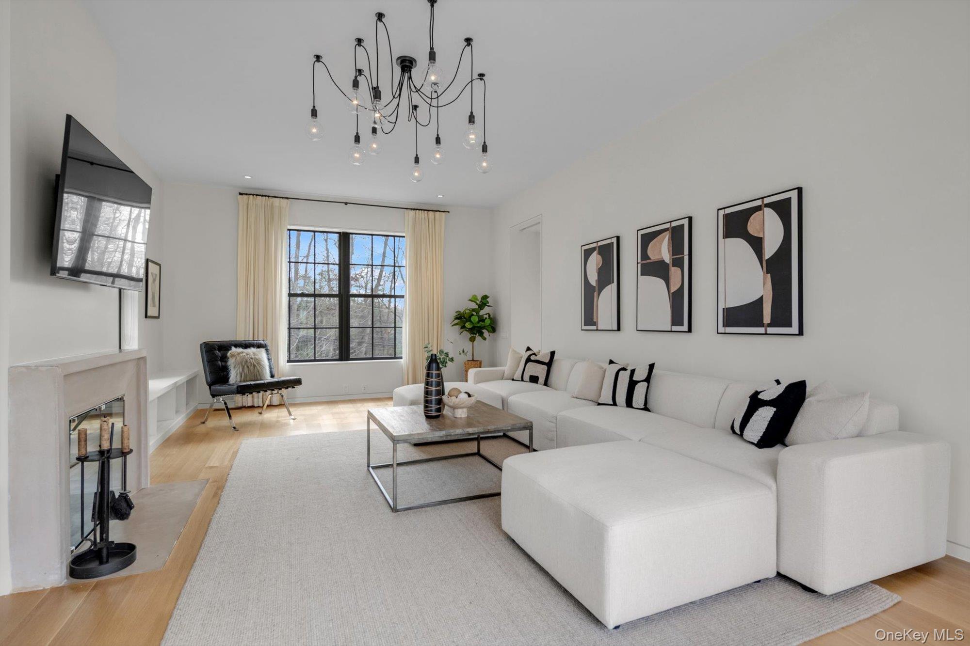 217 Sands Point Road Sands Point, NY 11050 - Photo 16 of 39 a living room with furniture windows and a flat screen tv