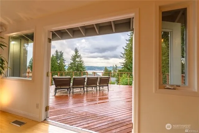 a view of a terrace with furniture