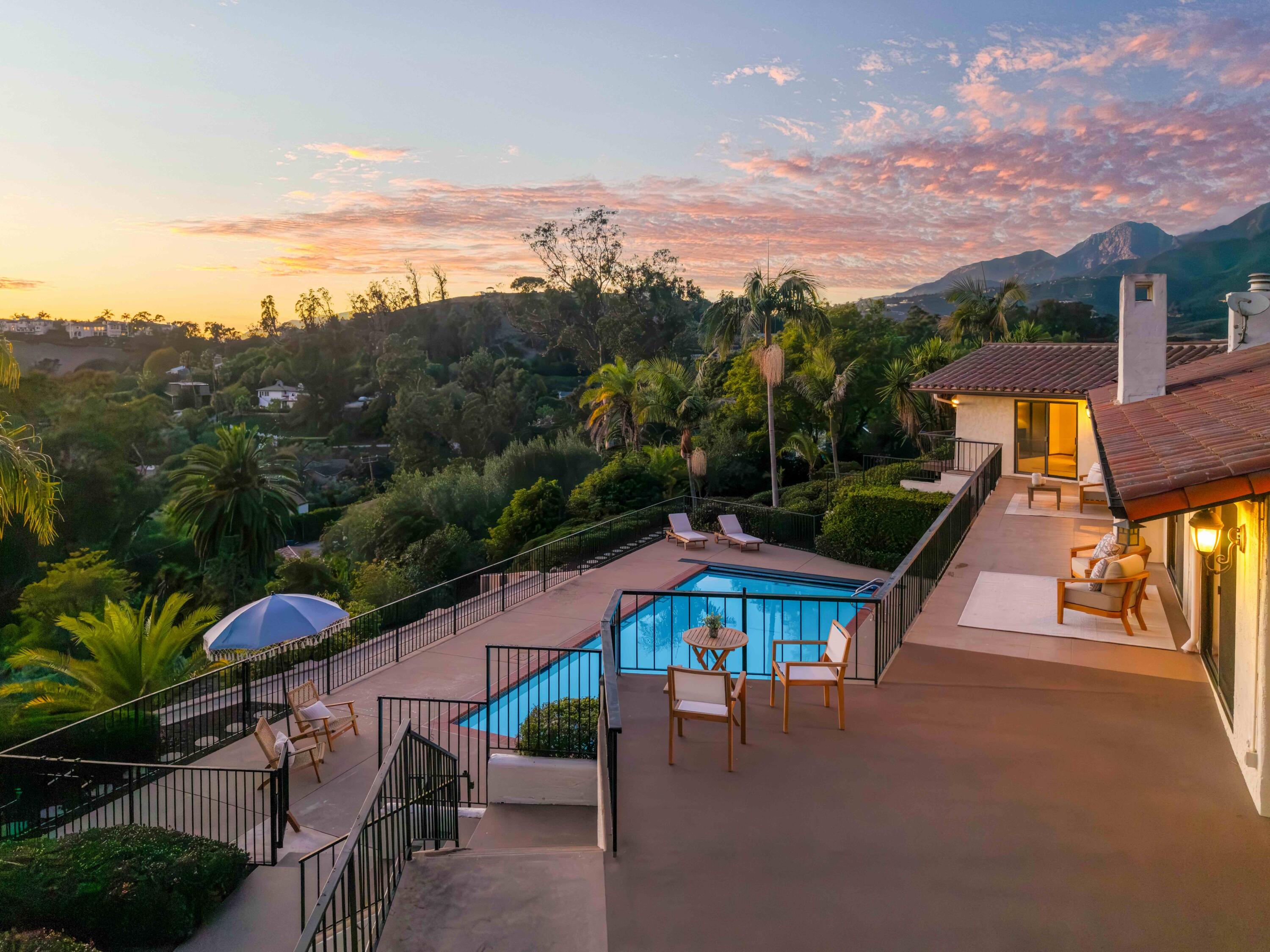 530 Barker Pass Road Santa Barbara, CA 93108 - Photo 57 of 77 Twilight back patio - 530 Barker Pass Rd