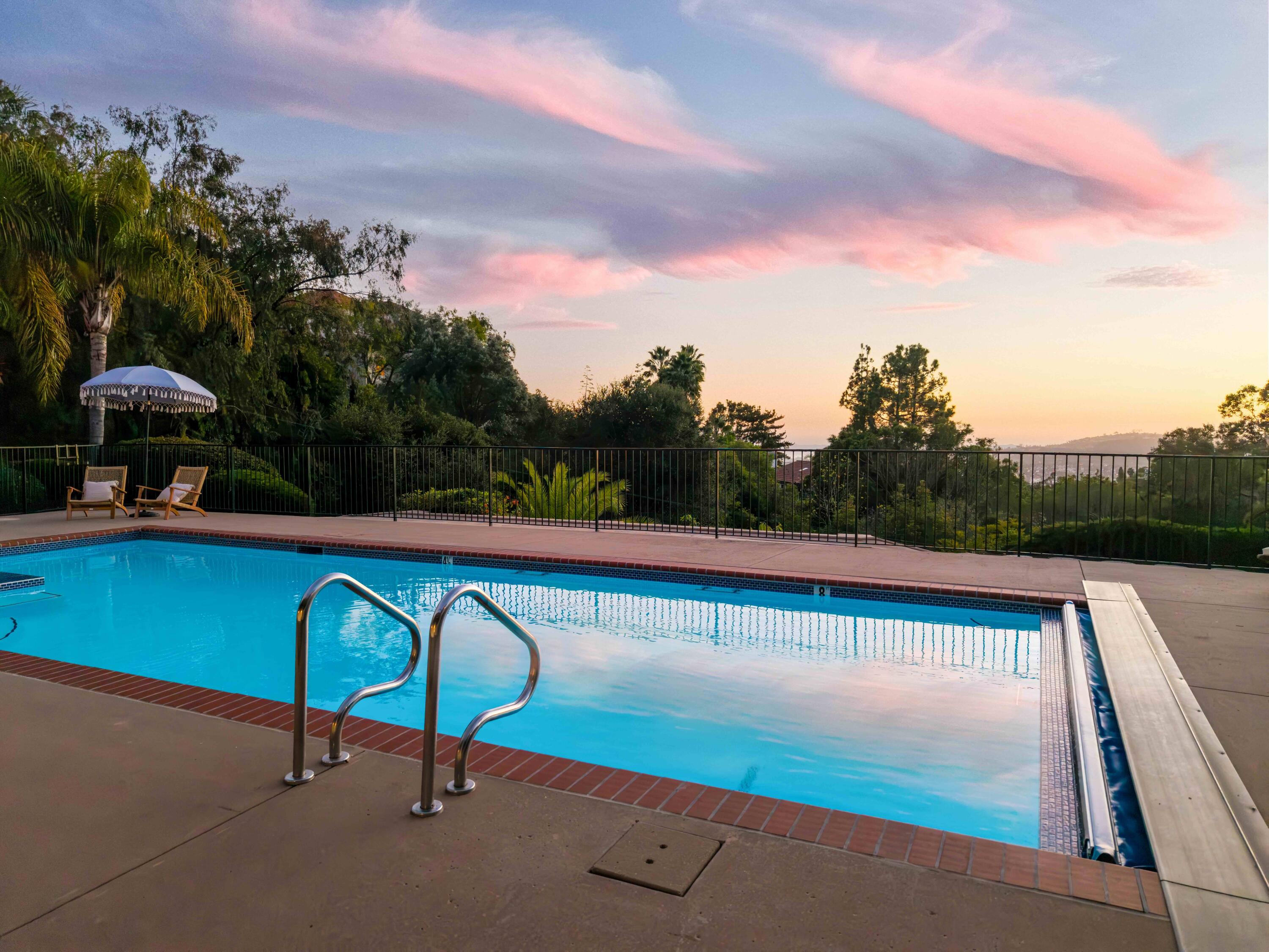 530 Barker Pass Road Santa Barbara, CA 93108 - Photo 59 of 77 Twilight poolside - 530 Barker Pass Rd