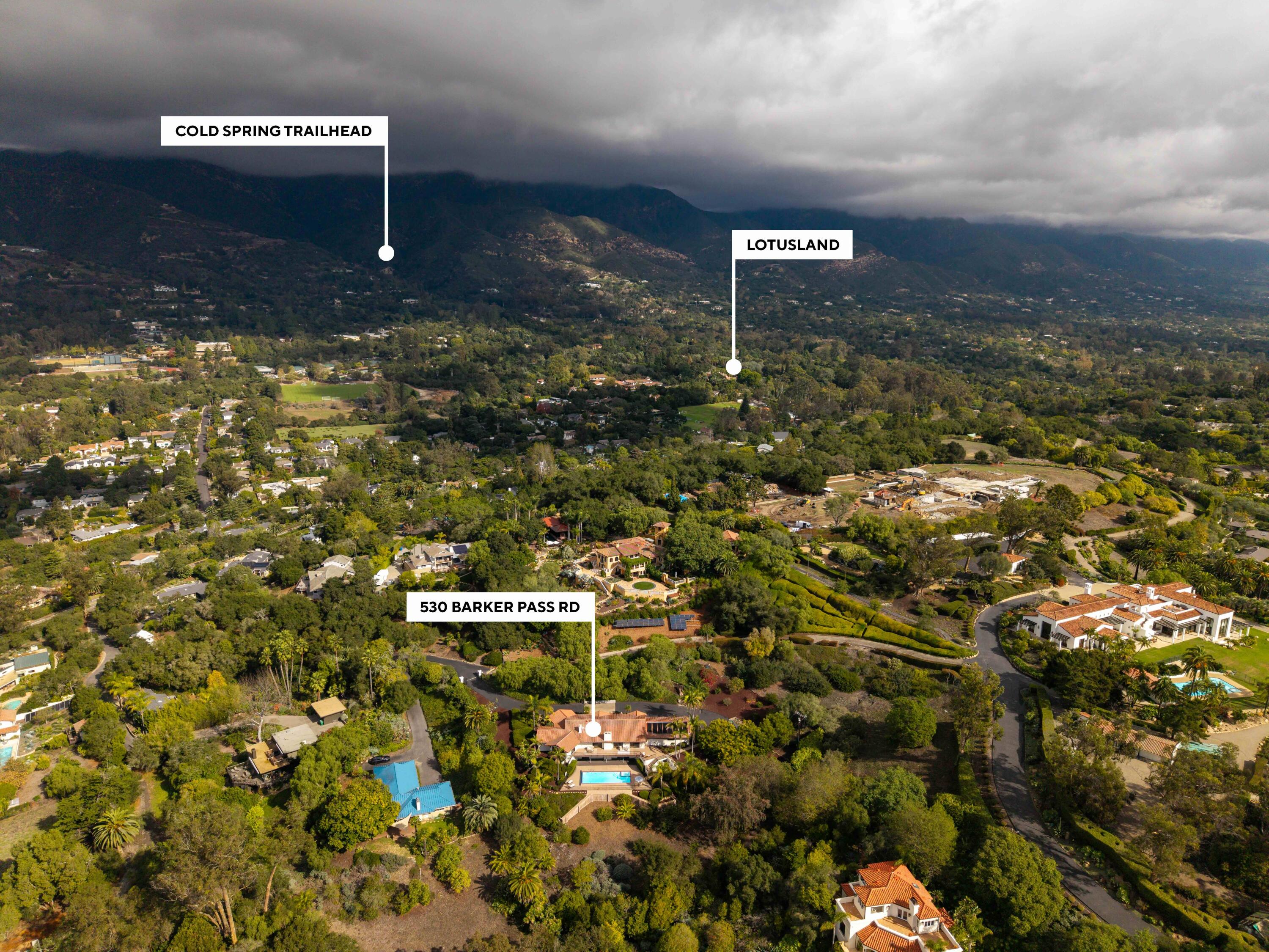 530 Barker Pass Road Santa Barbara, CA 93108 - Photo 67 of 77 Aerial north - 530 Barker Pass Rd