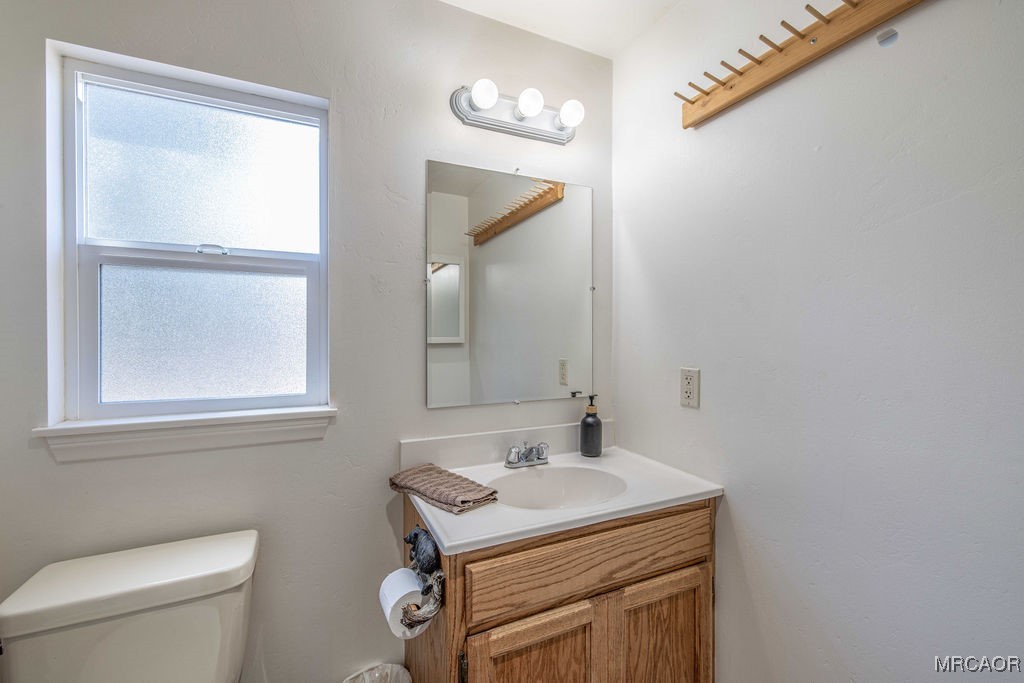 43411 Sheephorn Road Big Bear Lake, CA 92315 - Photo 25 of 50 a bathroom with a sink a toilet and a mirror