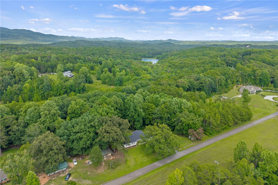 250 Rockcrest Road Cleveland, SC 29635 - Photo 34 of 37 A tranquil aerial perspective reveals a home nestled within a sprawling, verdant landscape with distant mountains.