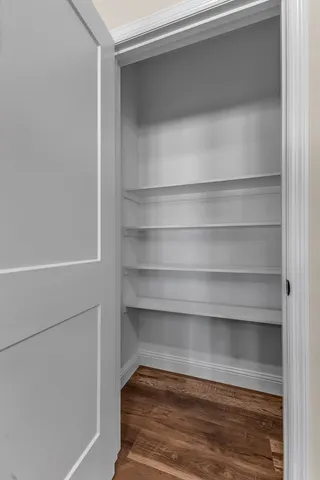 a view of an empty walk in closet