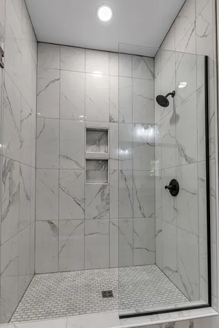 a bathroom with a shower