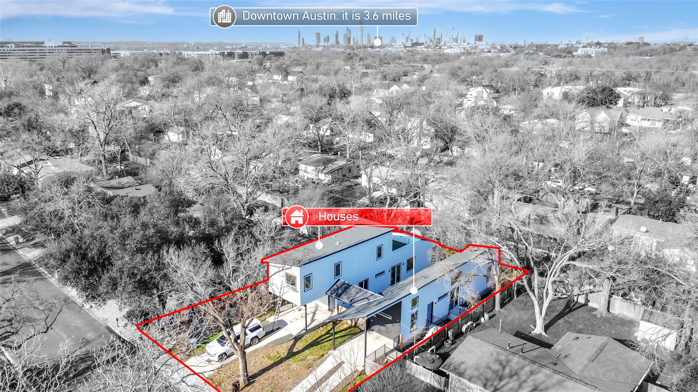 1130 Spur Street, Unit A Austin, TX 78721 - Photo 29 of 31 Aerial perspective