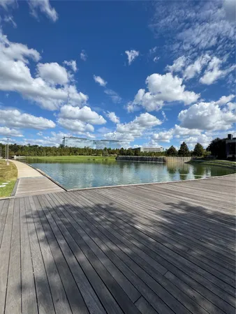 a view of a lake with houses