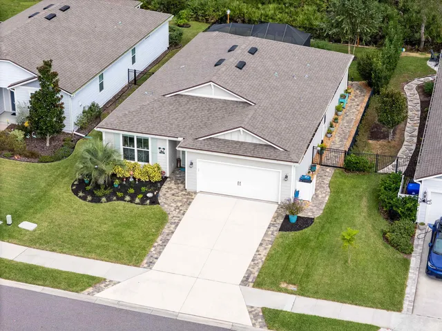 an aerial view of a house
