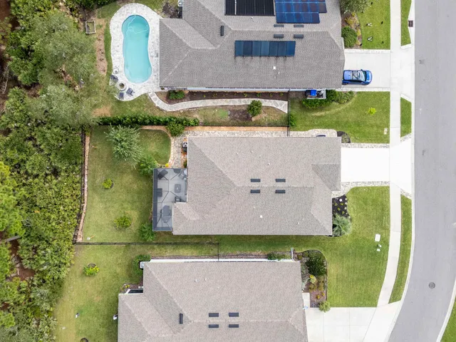 an aerial view of a house