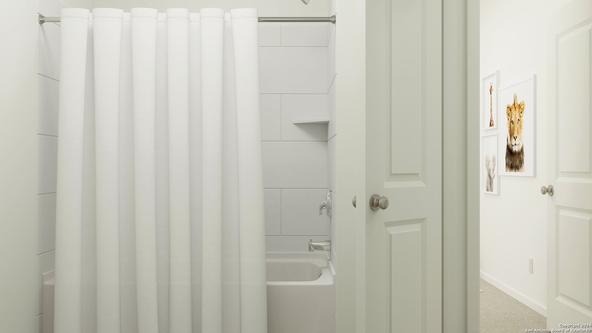 5006 Mission Tejas Road Marion, TX 78124 - Photo 2 of 33 a bathroom with a shower curtain