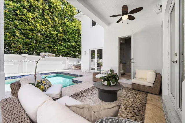 a living room with furniture