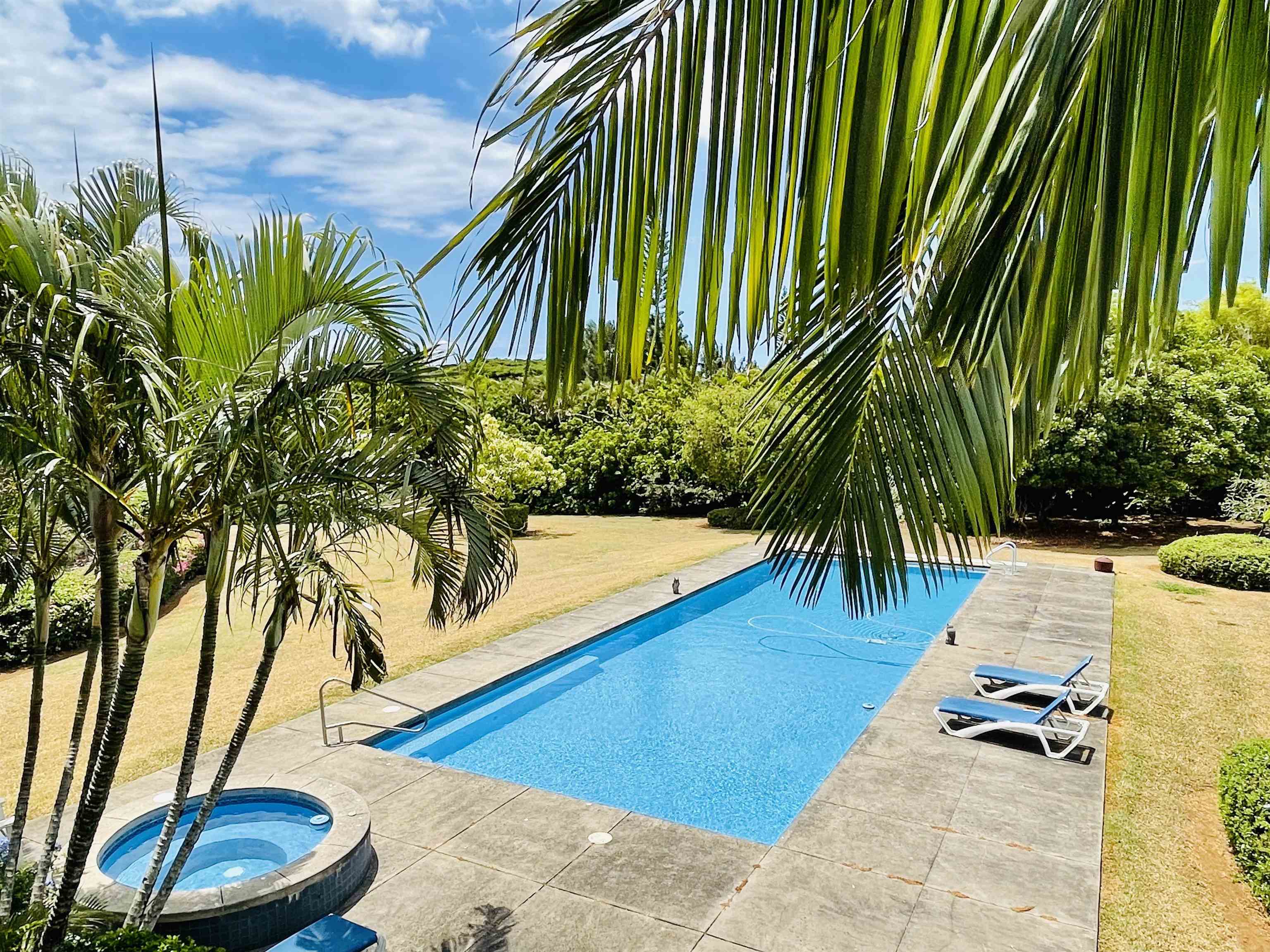 150 Piialii Place Haiku, HI 96708 - Photo 2 of 3 a view of swimming pool with a garden and outdoor seating
