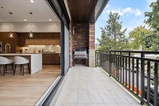 a view of balcony with seating space