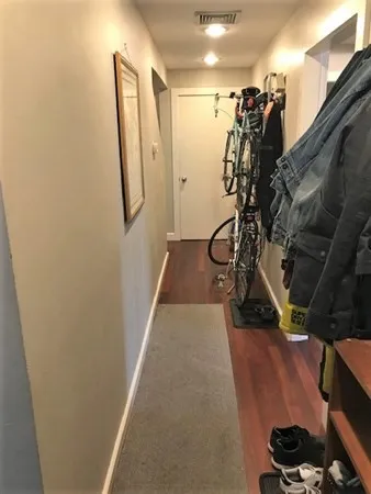 a view of a closet with storage