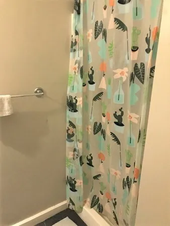 an aerial view of a bathroom