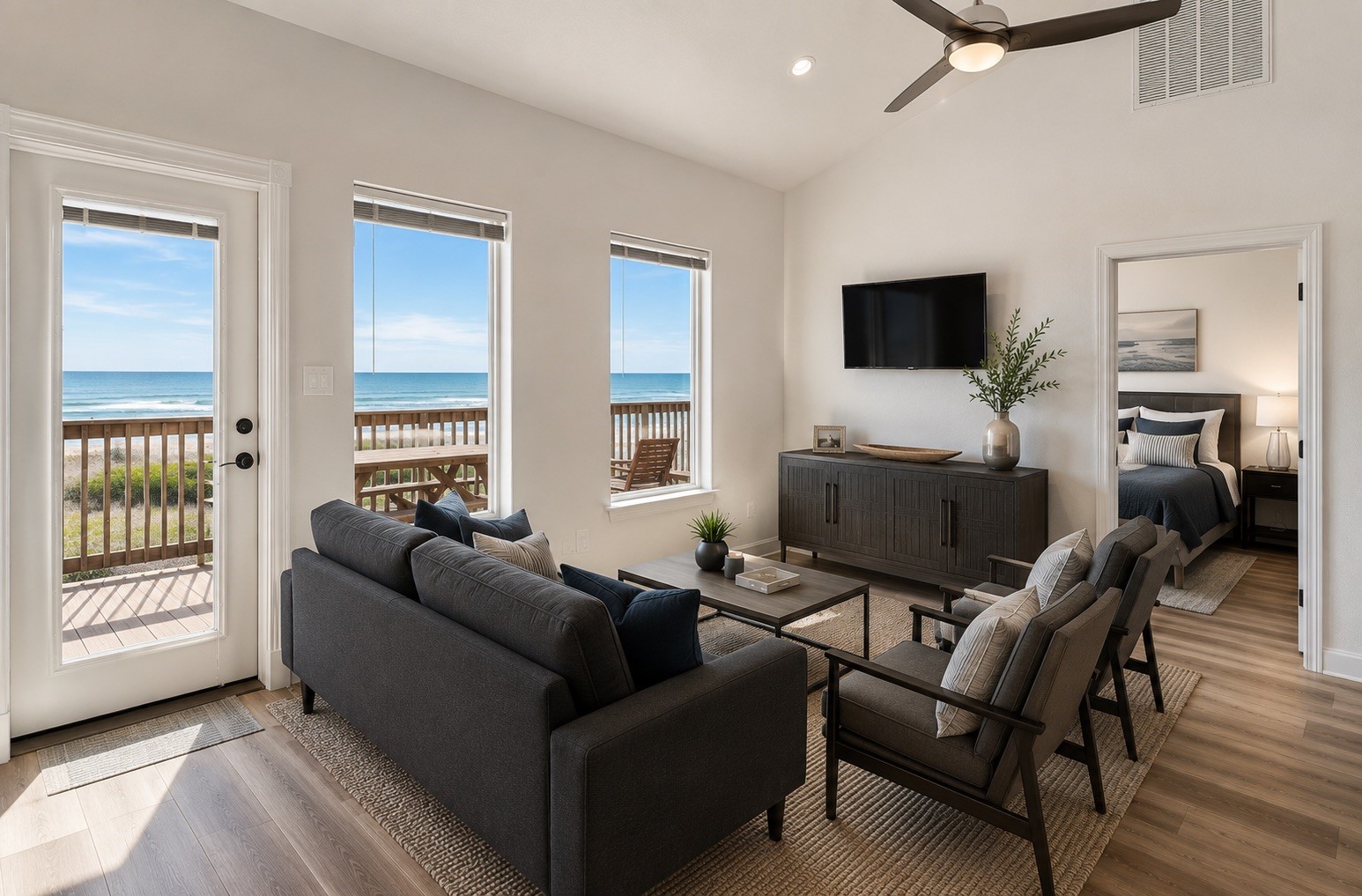 116 Howard Avenue, Unit I Surfside Beach, TX 77541 - Photo 7 of 39 Another view of the open concept living area with staging.