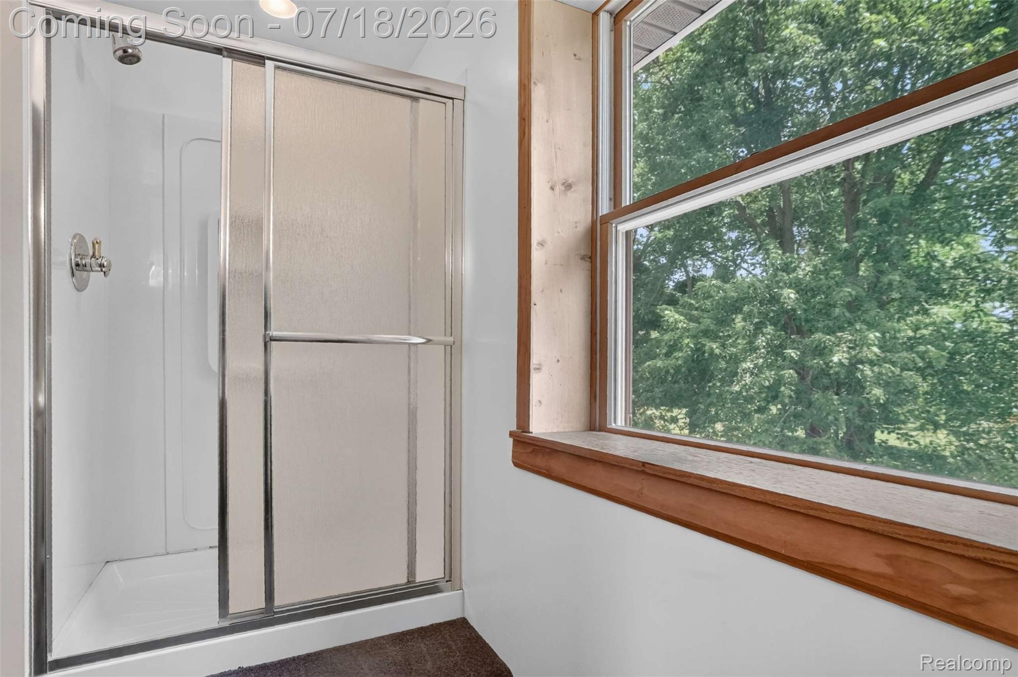 1437 East Cook Road Grand Blanc, MI 48439 - Photo 64 of 69 Shower enclosure with sliding frosted glass doors, chrome hardware, and white surround