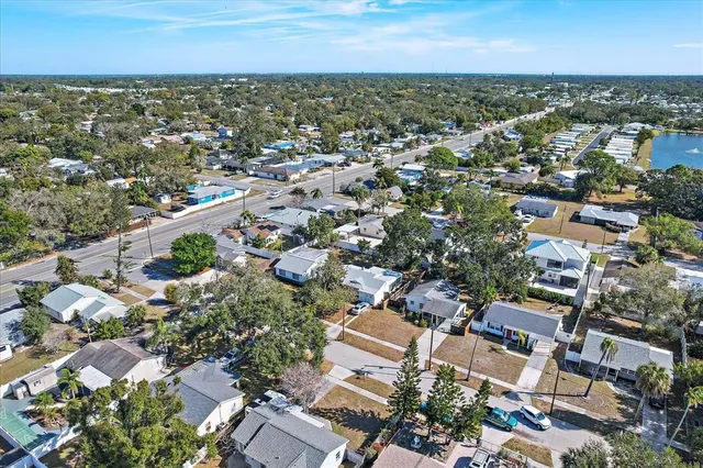 an aerial view of a city with lots of residential buildings