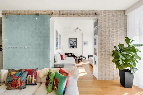 a living room with furniture