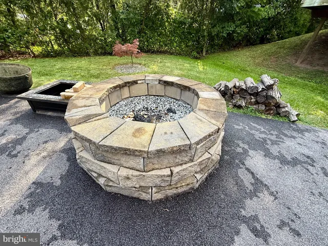 a view of a swimming pool with a yard
